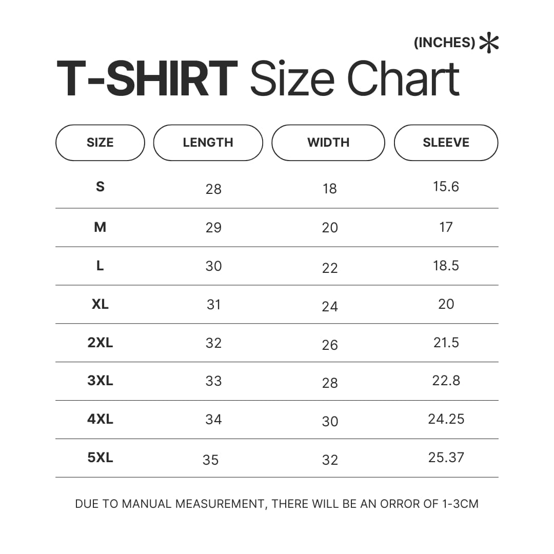 T shirt Size Chart - Kai Cenat Shop