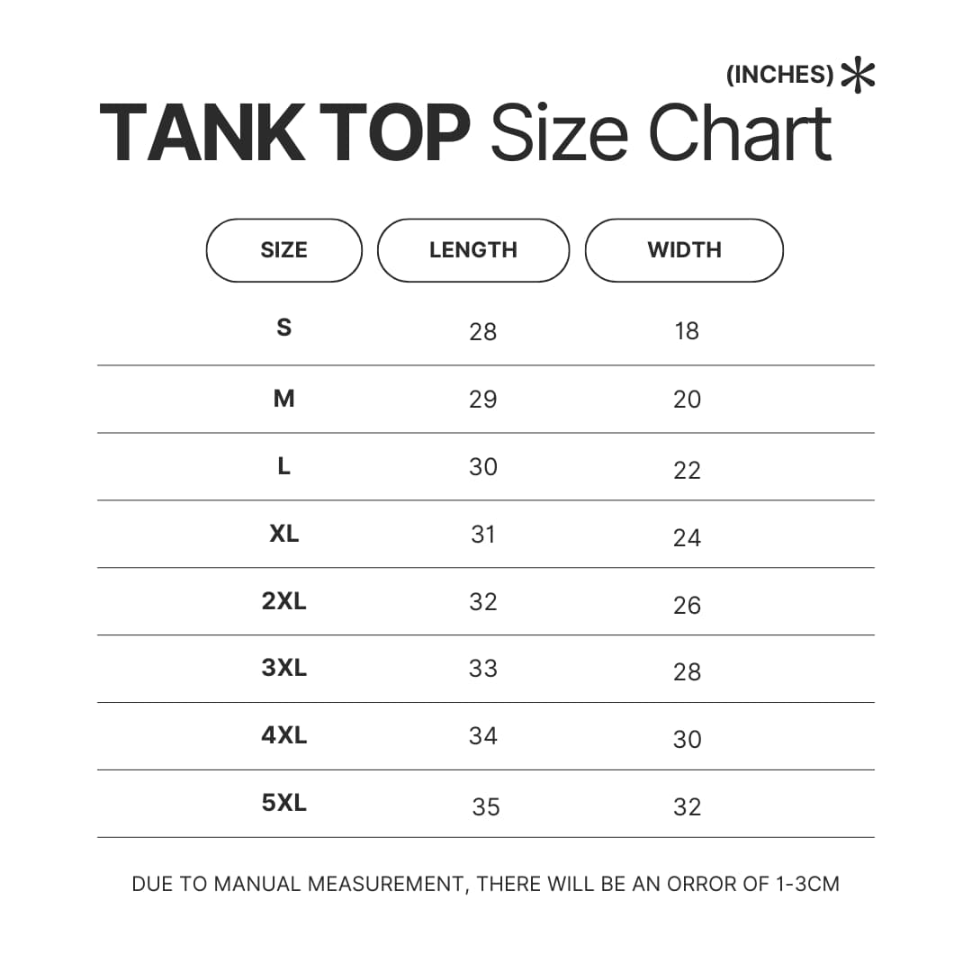 Tank Top Size Chart - Kai Cenat Shop